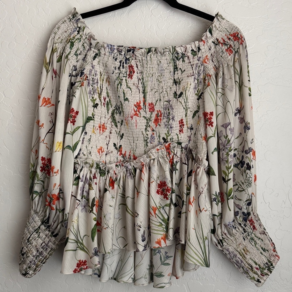 Alexis Women's Elsa Botanical Floral Print Off-Shoulder‎ Blouse Multicolor Large - Picture 2 of 12